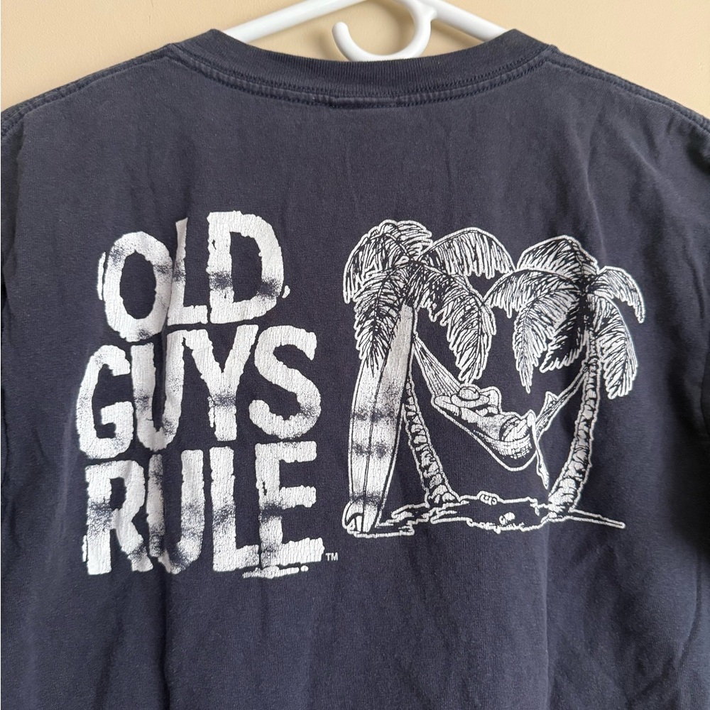 Old Guys Rule Hammock Graphic Blue T-shirt Size Medium Vacation Resort Cruise